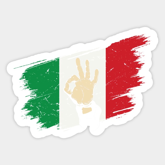 Italian Hand Gesture Sing Language Funny Italy Flag Vintage Sticker by GShow